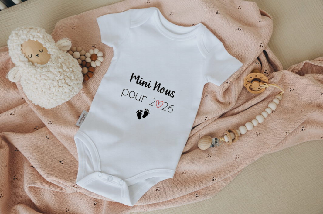 " Mini nous Pour 2026 (petits pieds) " Body annonce grossesse