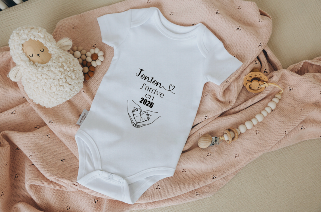 " Tonton J'arrive en 2026" Body annonce grossesse